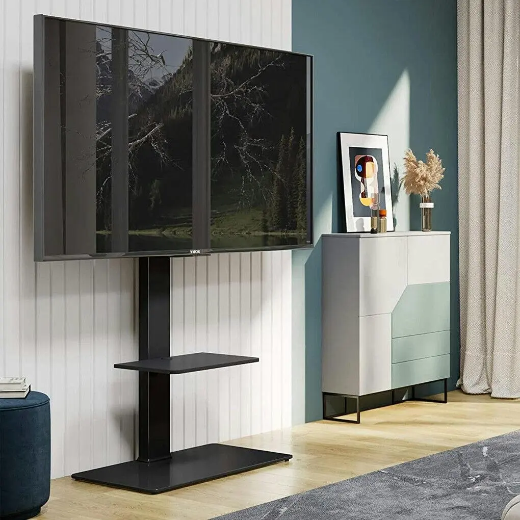 Tall Corner TV Stand for 32-70" LCD/LED TVs with Heavy Duty Swivel Floor Mount