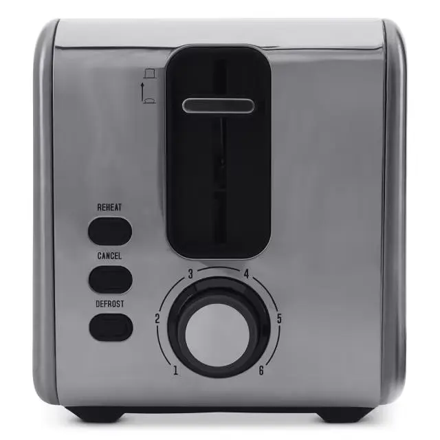 2-Slice Stainless Steel Electric Toaster with Wide Slots and Crumb Tray