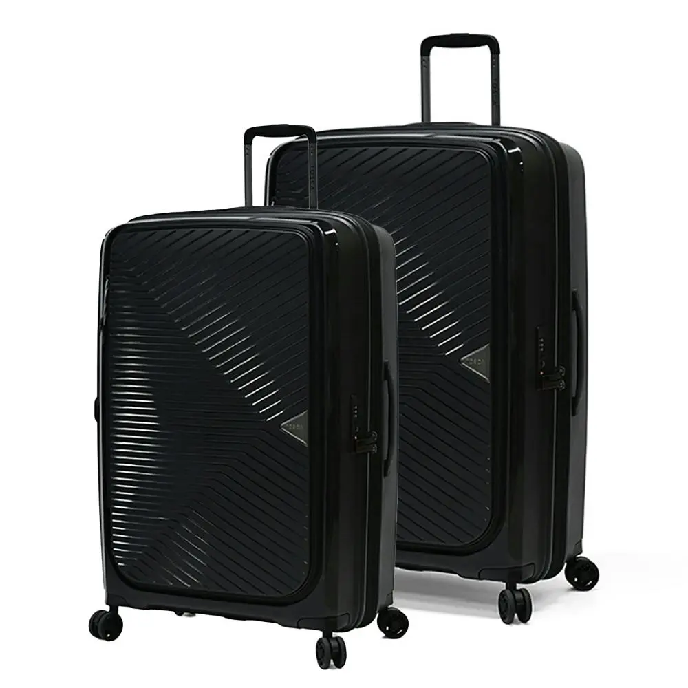 2pc Tosca Space X 25"/29" Trolley Checked Luggage Travel Suitcase M/L Black - Fashion