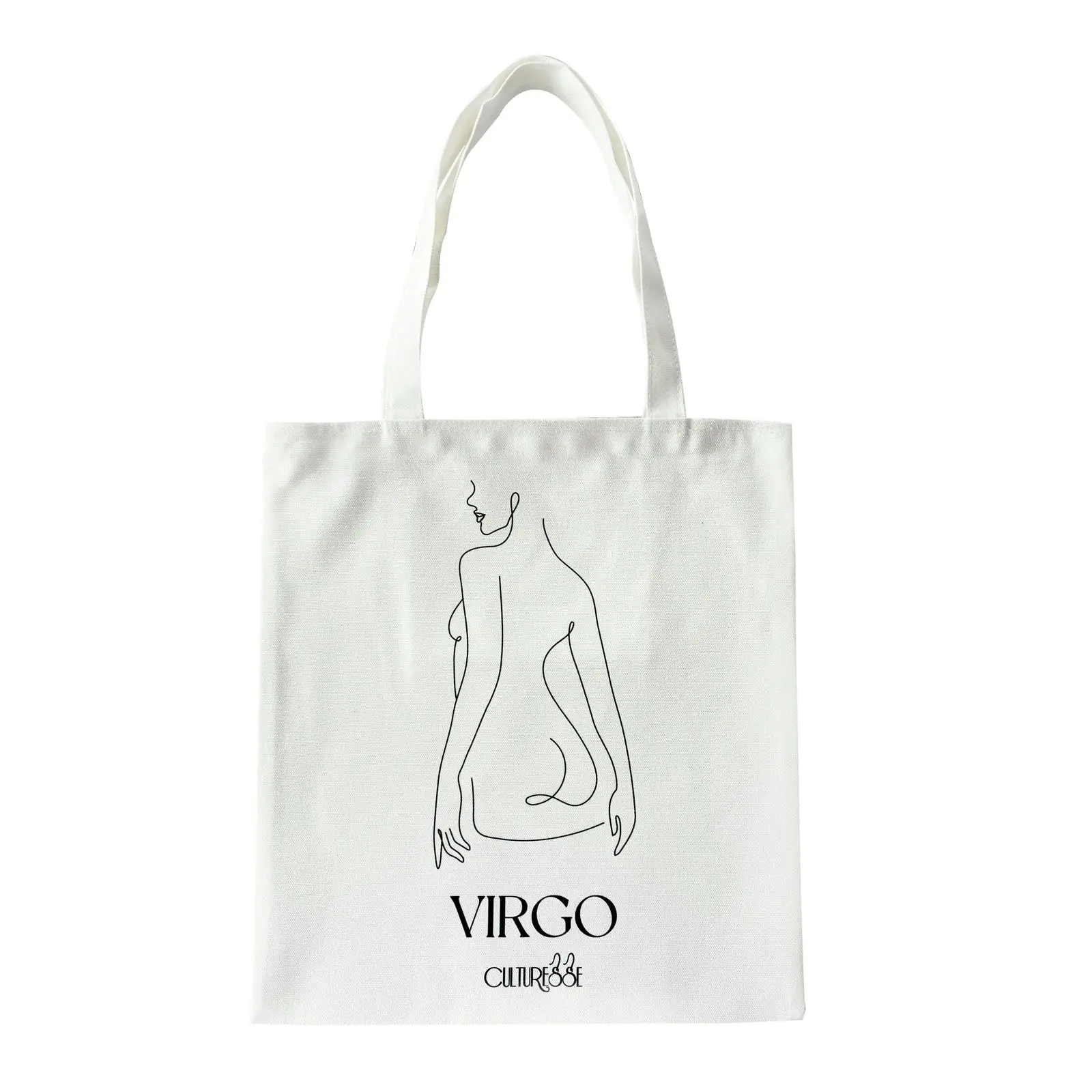 Culturesse She Is Virgo Eco Zodiac 38cm Muse Tote Bag Women's Handbag White - Fashion