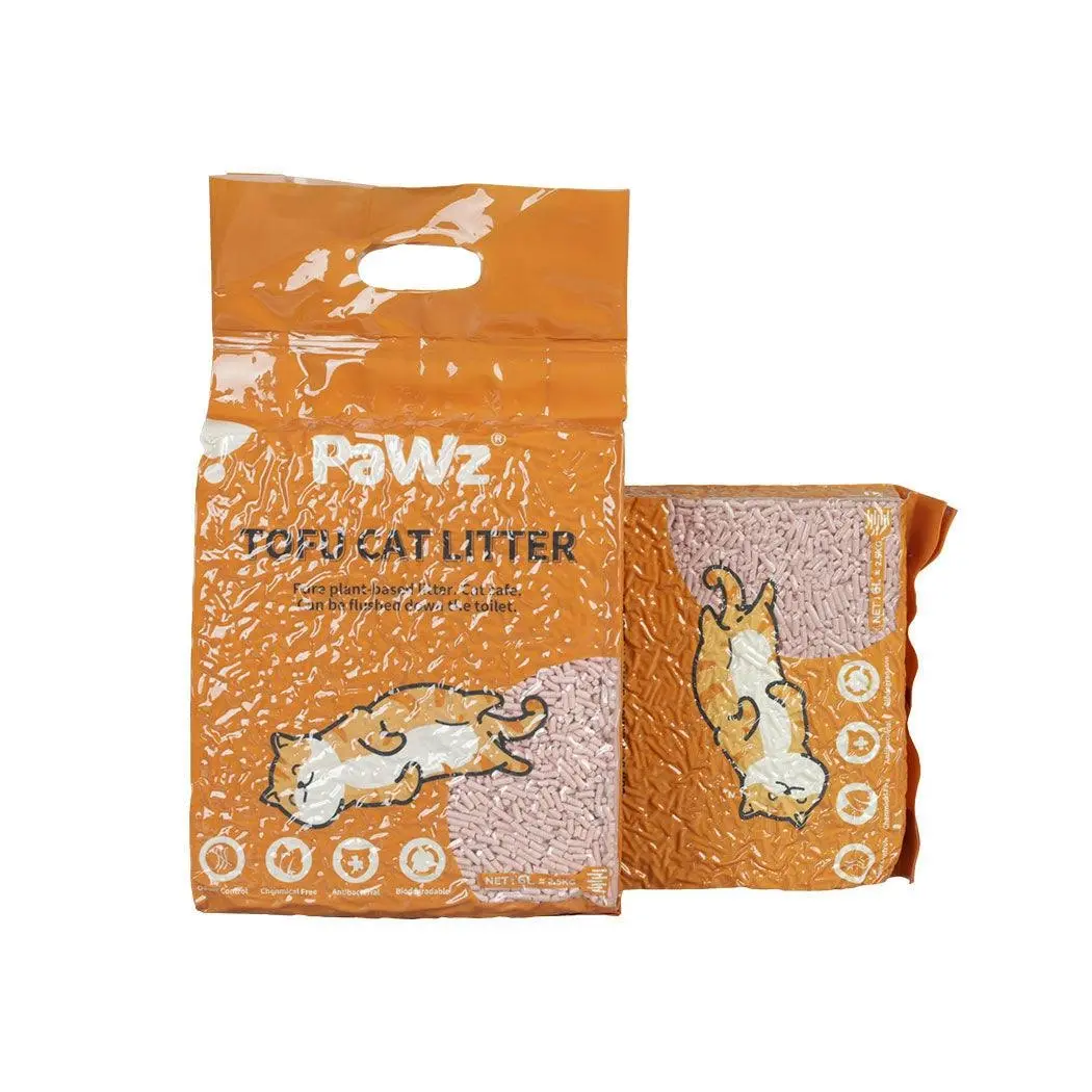 Pawz 2.5kg Tofu Cat Litter Clumping Flushable Fast Super Absorbent Peach x1 - Pets