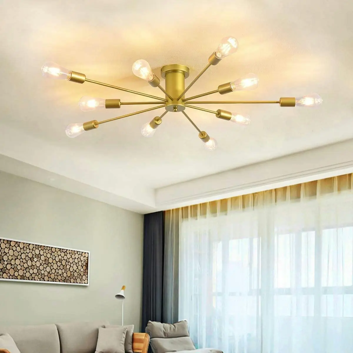 10 Lights, Modern Sputnik Ceiling Chandelier Ceiling Lamp (Gold) - Office