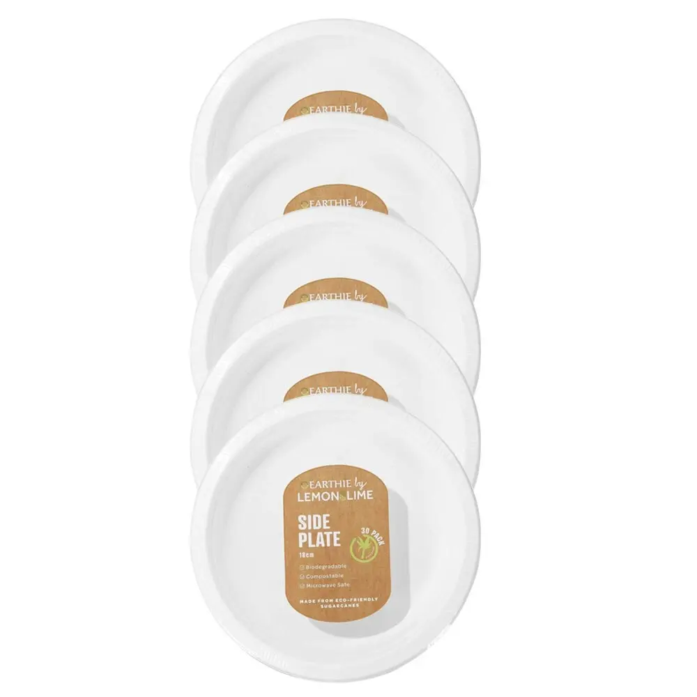 150pc Lemon & Lime Eco/Biodegradable/Compostable Disposable 18cm Side Plate Whit - Hobbies