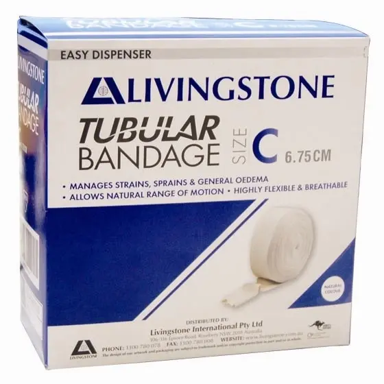 Livingstone Tubular Stockinette Bandage Size C or 3 Flat Width 6.75cm to 13.5cm Stretched Width 10m Unstretched - Health