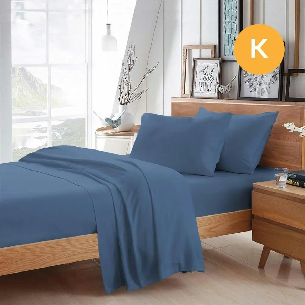 King Size Ocean Color Poly Cotton Fitted Sheet Flat Sheet Pillowcase Sheet Set - Home & Garden