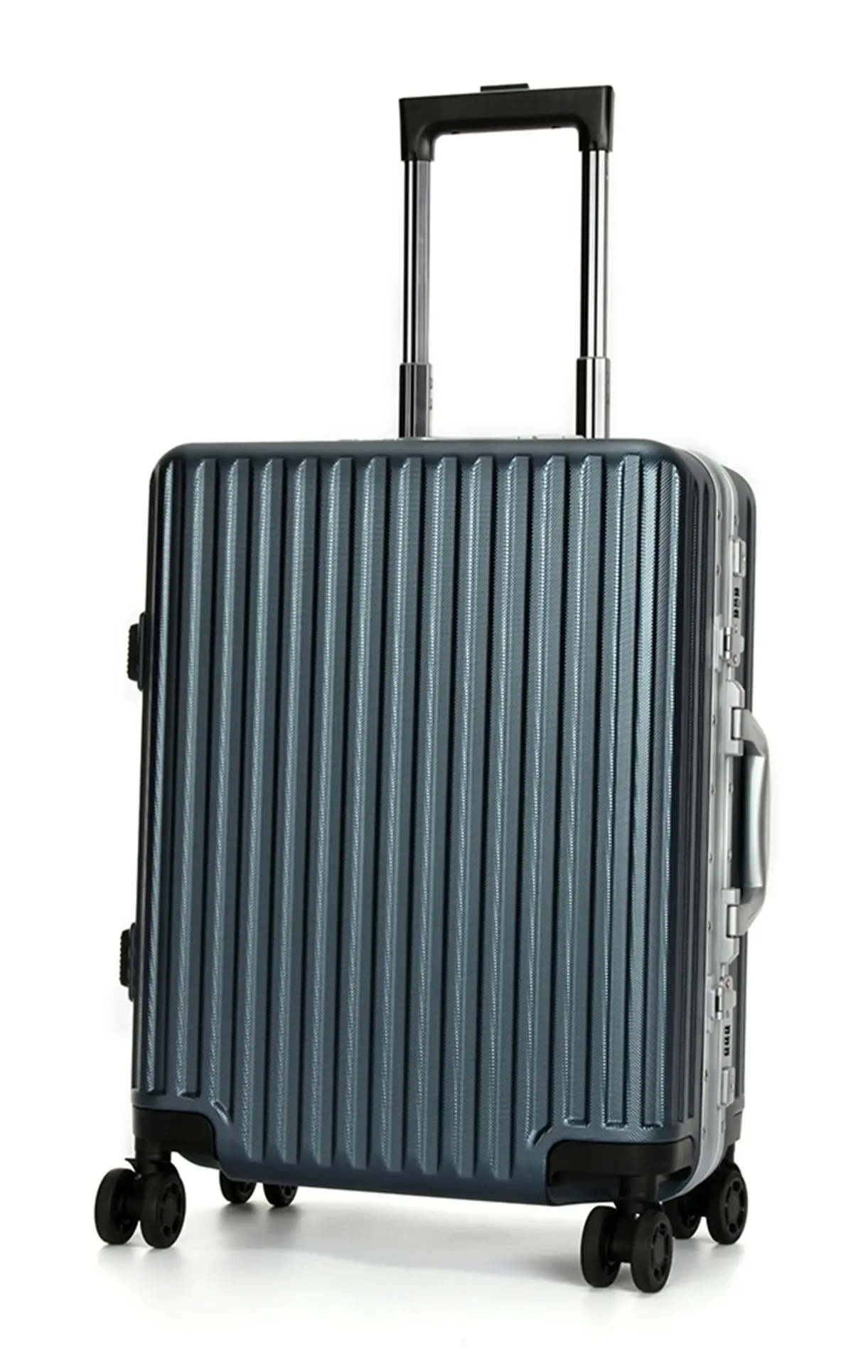 Suissewin Swiss Aluminium Luggage Suitcase Lightweight TSA locker 8 wheels Check In HardCase SN7619B Blue - Fashion