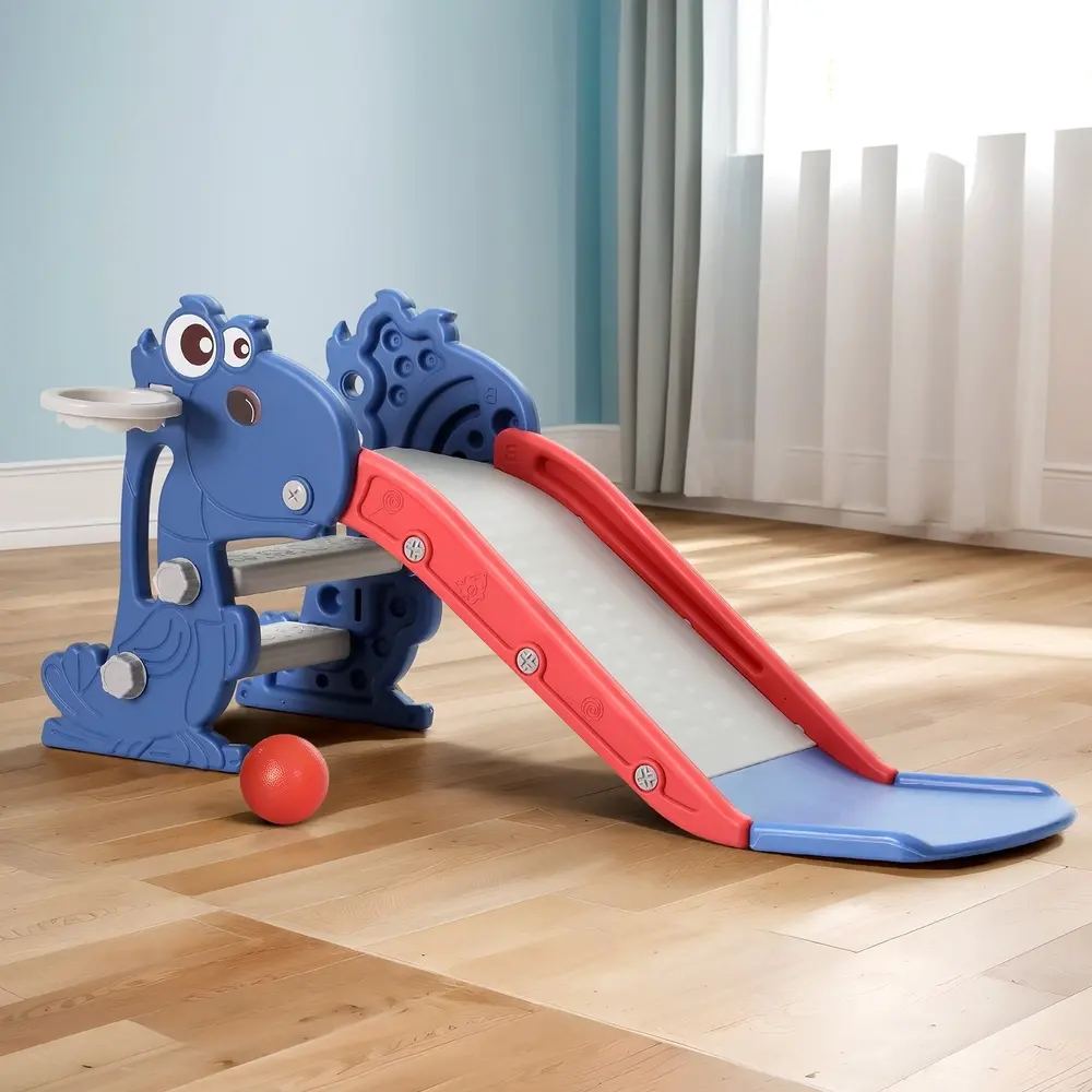 Keezi Kids Slide Set Basketball Hoop Outdoor Playground Toy Dragon 90cm Blue - Toys & Games