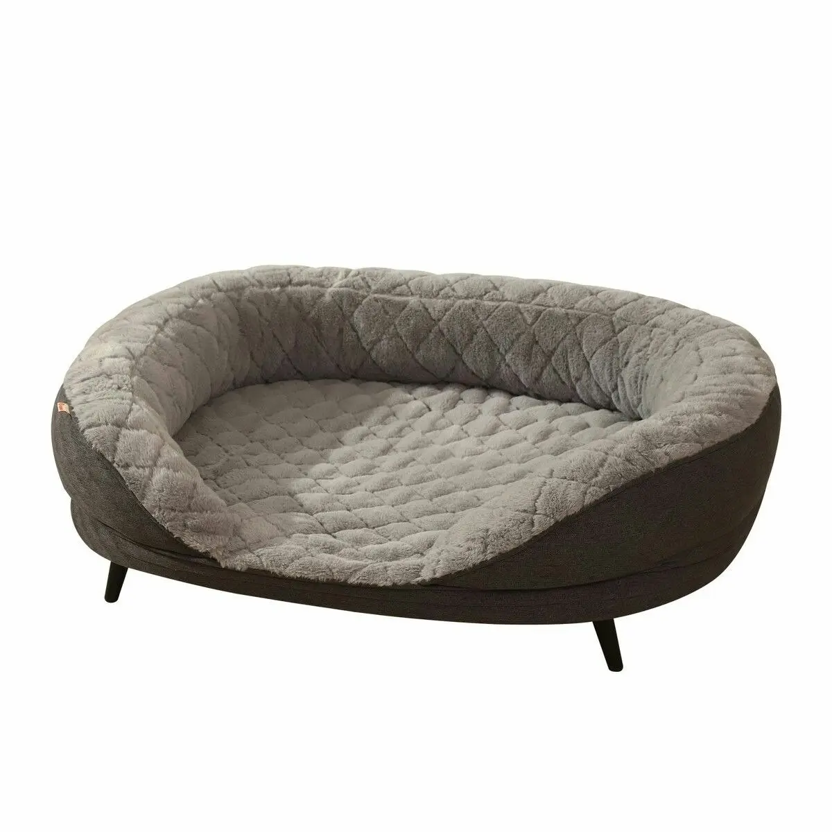 Pet Scene Raised Dog Bed Cat Couch Puppy Sofa Doggy Soft Cushioned Lounge Pet Chaise Furniture Crate Fabric Angora 90x78x29cm - Pets