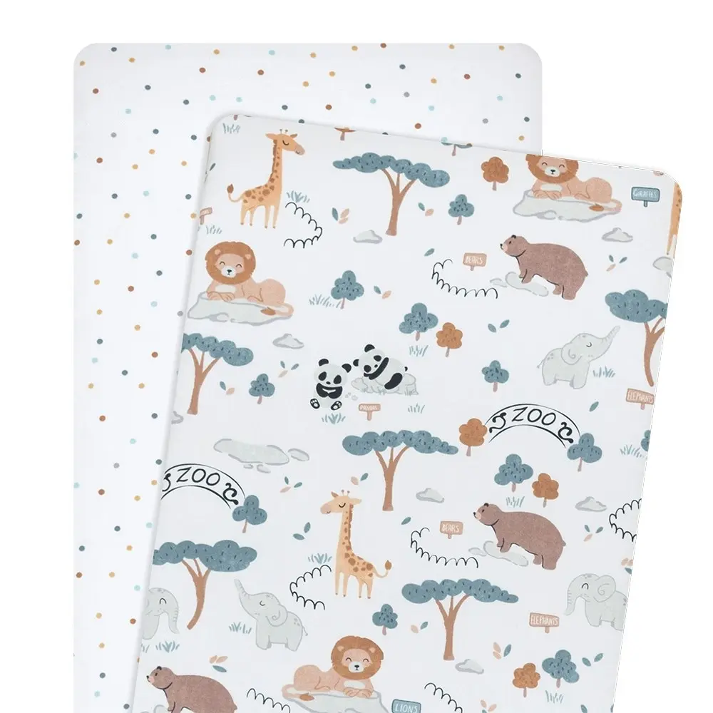 Lolli Living Day At The Zoo 2Pk Bassinet Fitted Sheets - Home & Garden