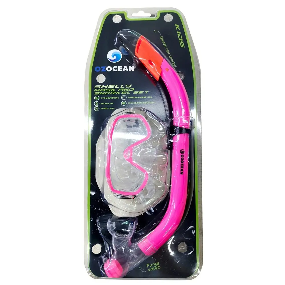 2pc Oz Ocean Shelly Kids Swimming Adjustable Goggles Mask & Snorkel Set Pink - Sports & Outdoor