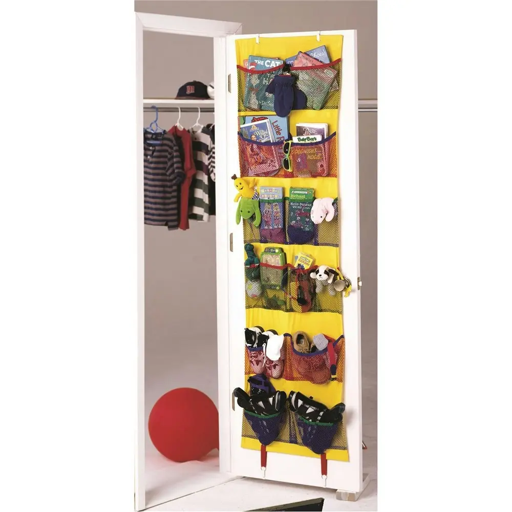 Jokari 50cm Kids Stuff Wall/Door Hanging Organiser Pocket/Shelf Storage Bag YLLW - Home & Garden
