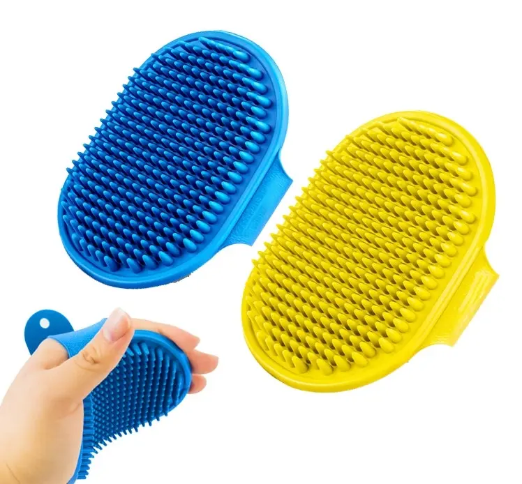 2 Pack Dog Grooming Brush Pet Bath Brush Soothing Massage Rubber Comb - Pets
