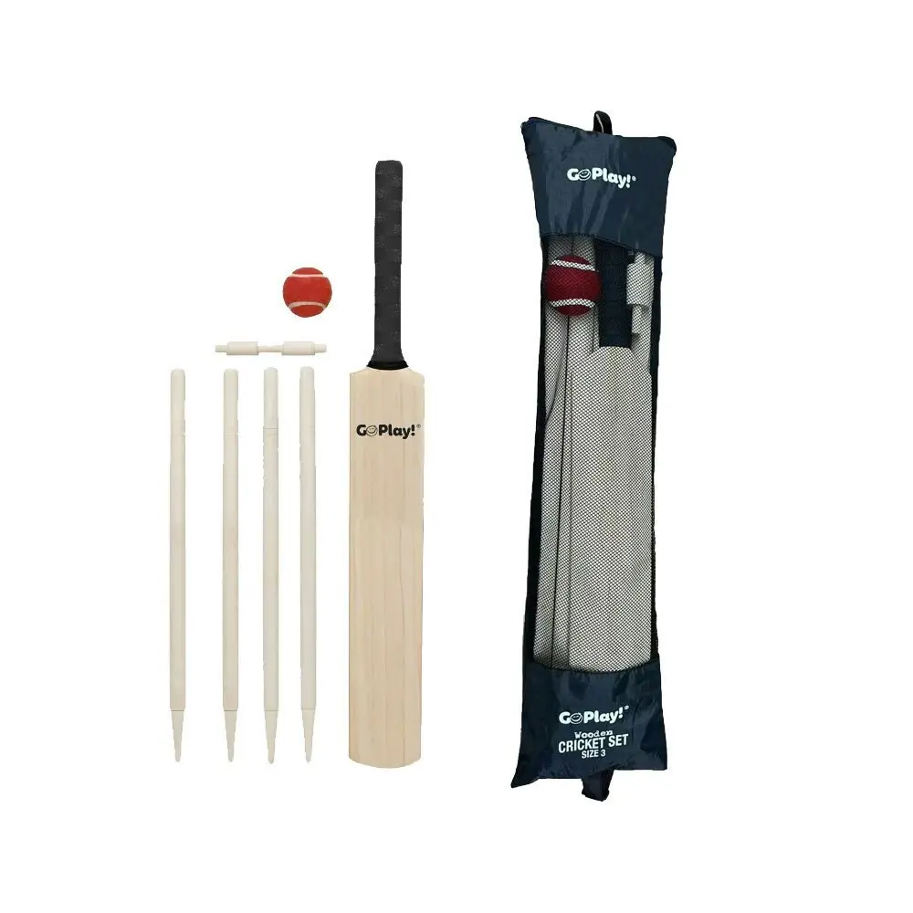 Go Play! Outdoor Garden Games Kids/Childrens Wooden Cricket Set Size 3 8Y+ - Sports & Outdoor