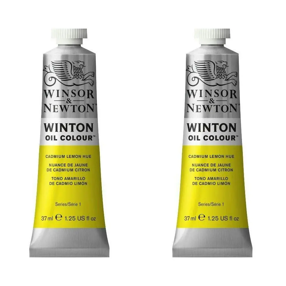 2x Winsor & Newton 200ml Winton Oil Colour Paint Artist Cadmium Lemon Hue - Hobbies