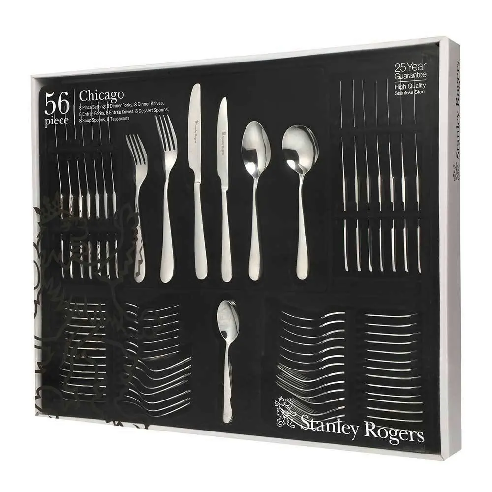Stanley Rogers 56 Piece Stainless Steel Chicago Cutlery Set | 56pc - Kitchenware - Save up to 70%