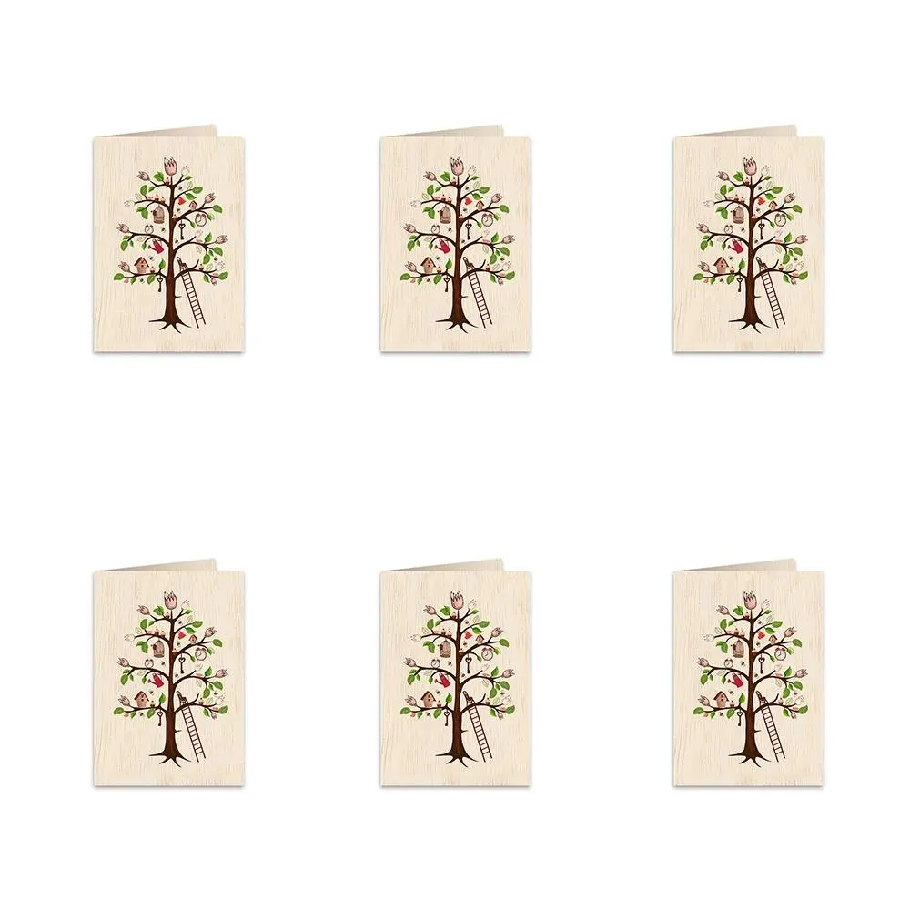 6x Cozywood Wooden Greeting Card 11x16cm Stationary w/ Envelope Tree of Life - Hobbies
