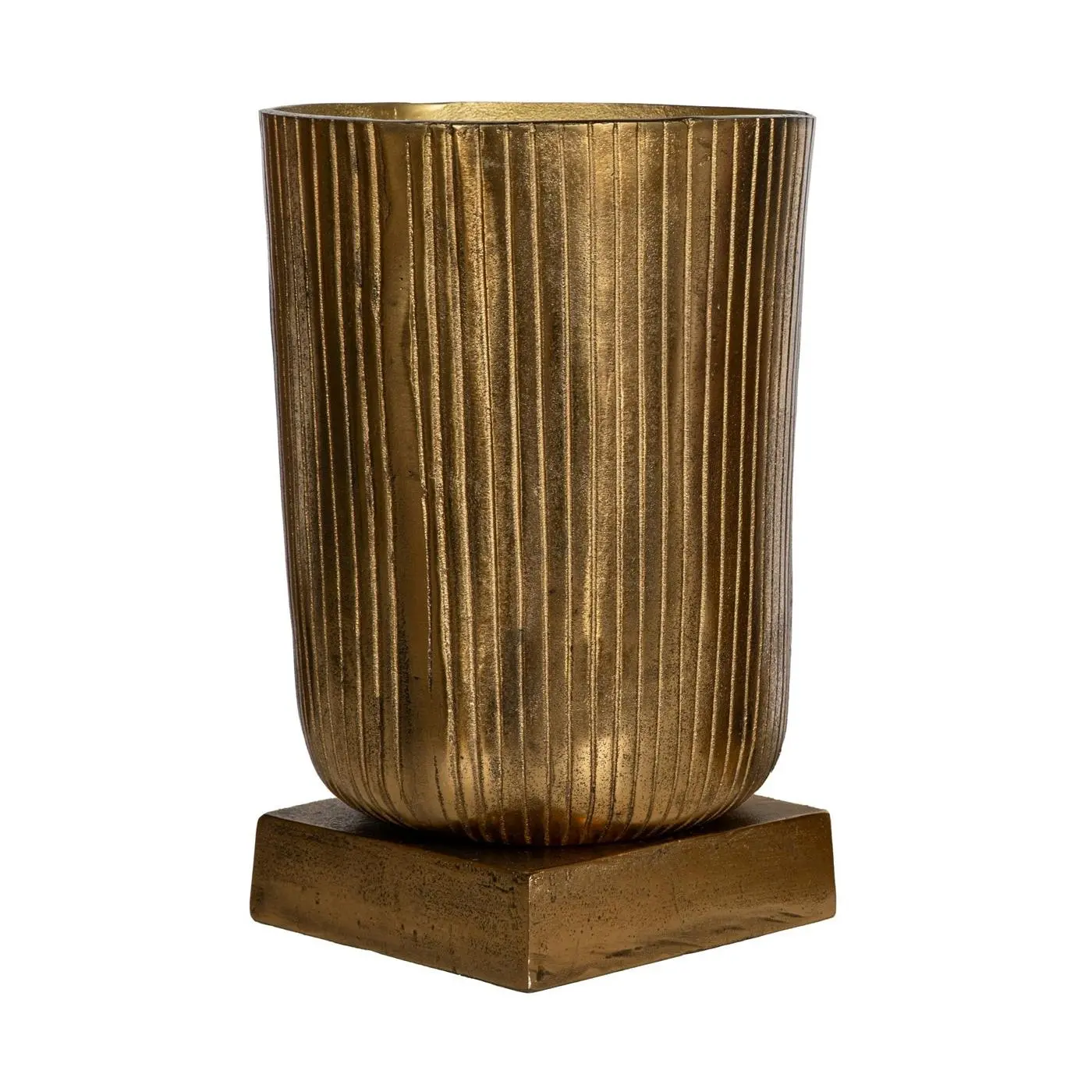 SSH Collection Fluted 47cm Tall Pot - Antique Brass