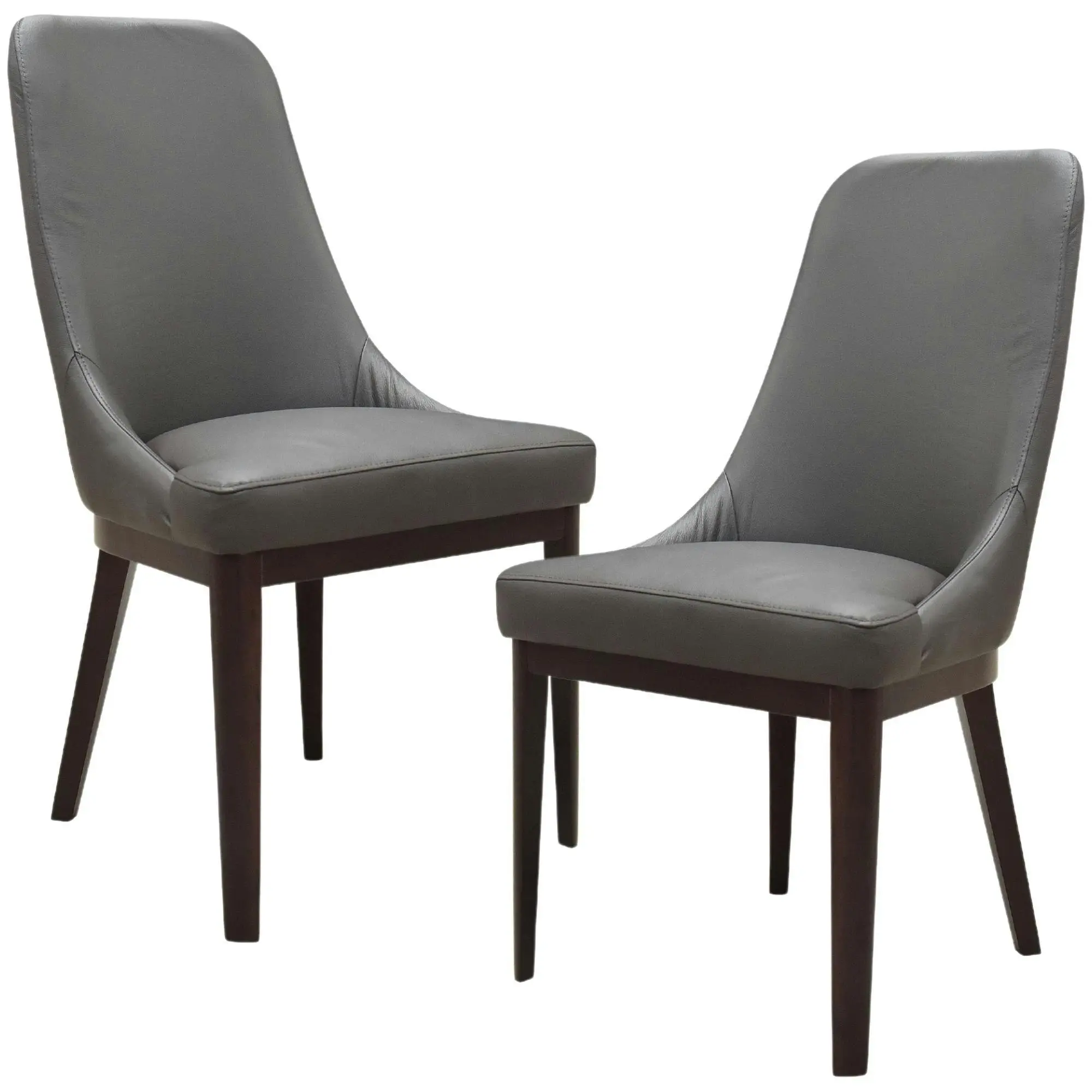 Claire Set of 2 Leather Dining Chair Dark Brown - Furniture