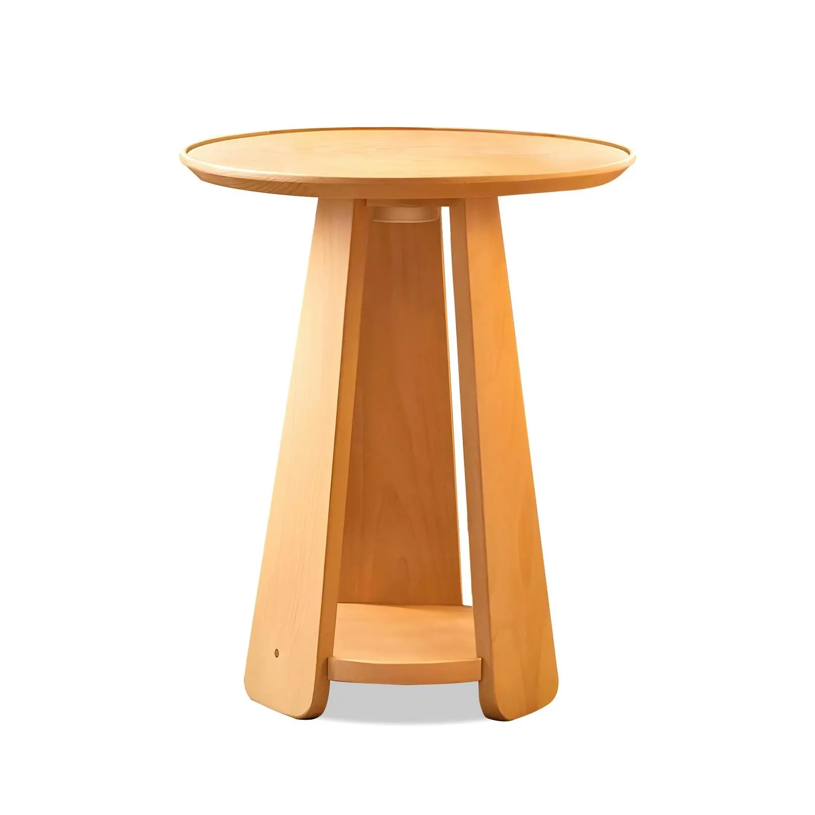Solid Beechwood Small Side Table, End Tables with LED lamp for Living Room Decor - Furniture