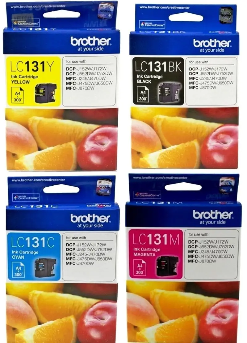 Brother LC131 Black Cyan Magenta Yellow Value Pack Ink Cartridge - Electronics