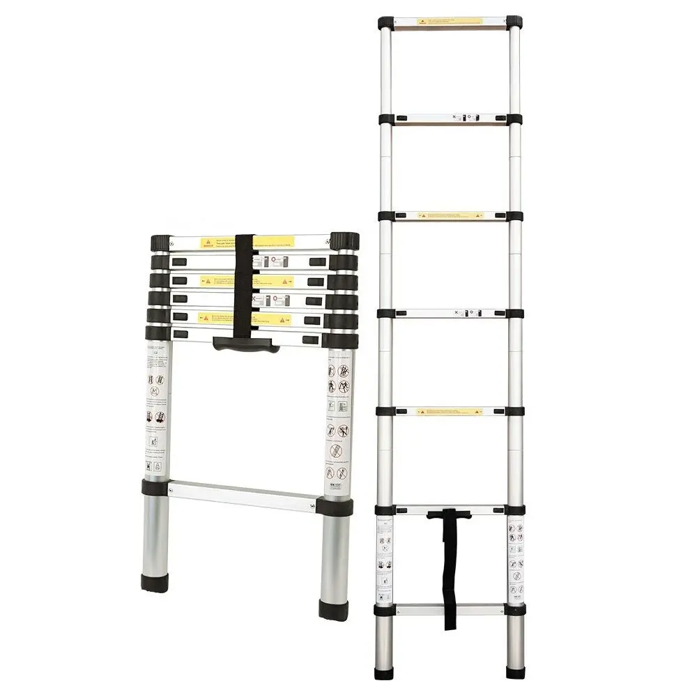 Bullet 2m Telescopic Ladder Portable Extension Aluminium Foldable Telescoping Extendable Steps - Handyman Heaven Sale