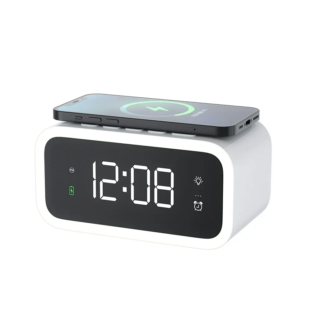 Multifunctional Wireless Charging Night Light Clock Bedside Led Light - Electronics