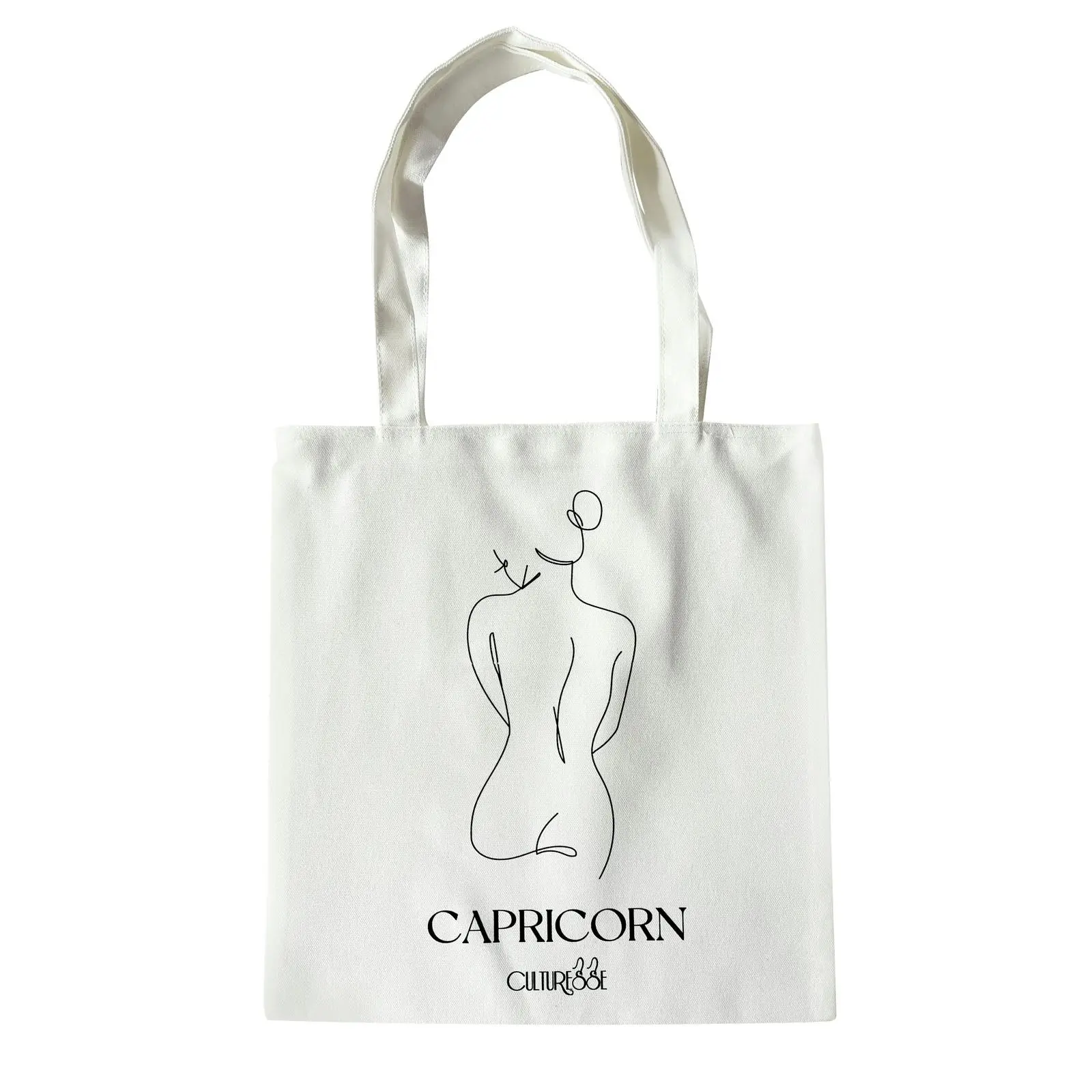 Culturesse She Is Capricorn Eco Zodiac 38cm Muse Tote Bag Women's Handbag White - Fashion