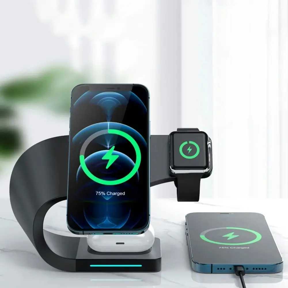 3 in 1 magnetic wireless charger for iphone 12 iwatch Airpods - Electronics