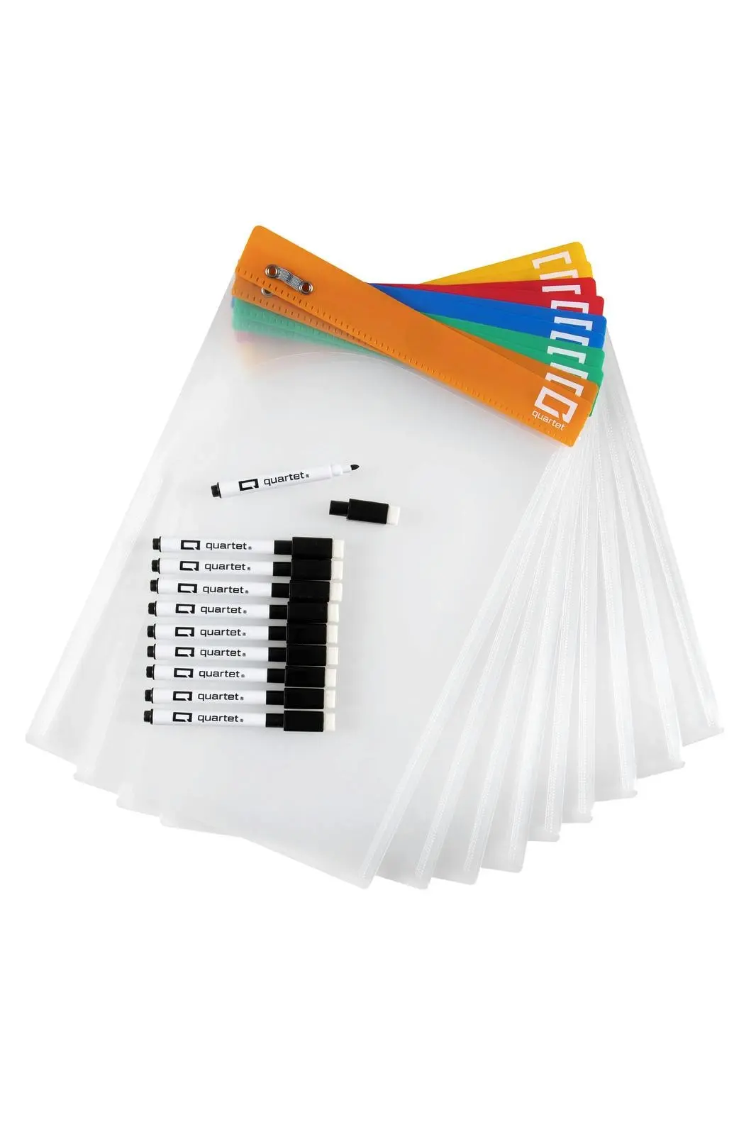 10PK Quartet Flex A4 Dry-Erase Writing Pocket Sleeves w/ Markers Stationery