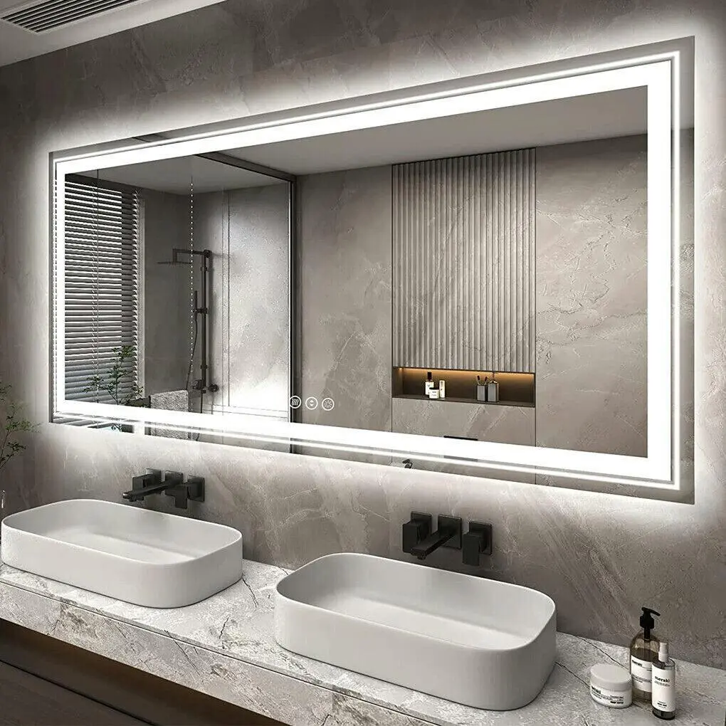 Fin 183Cm Xxl Led Bathroom Mirror Dual Light Anti-Fog Makeup Wall Mirror Ip44