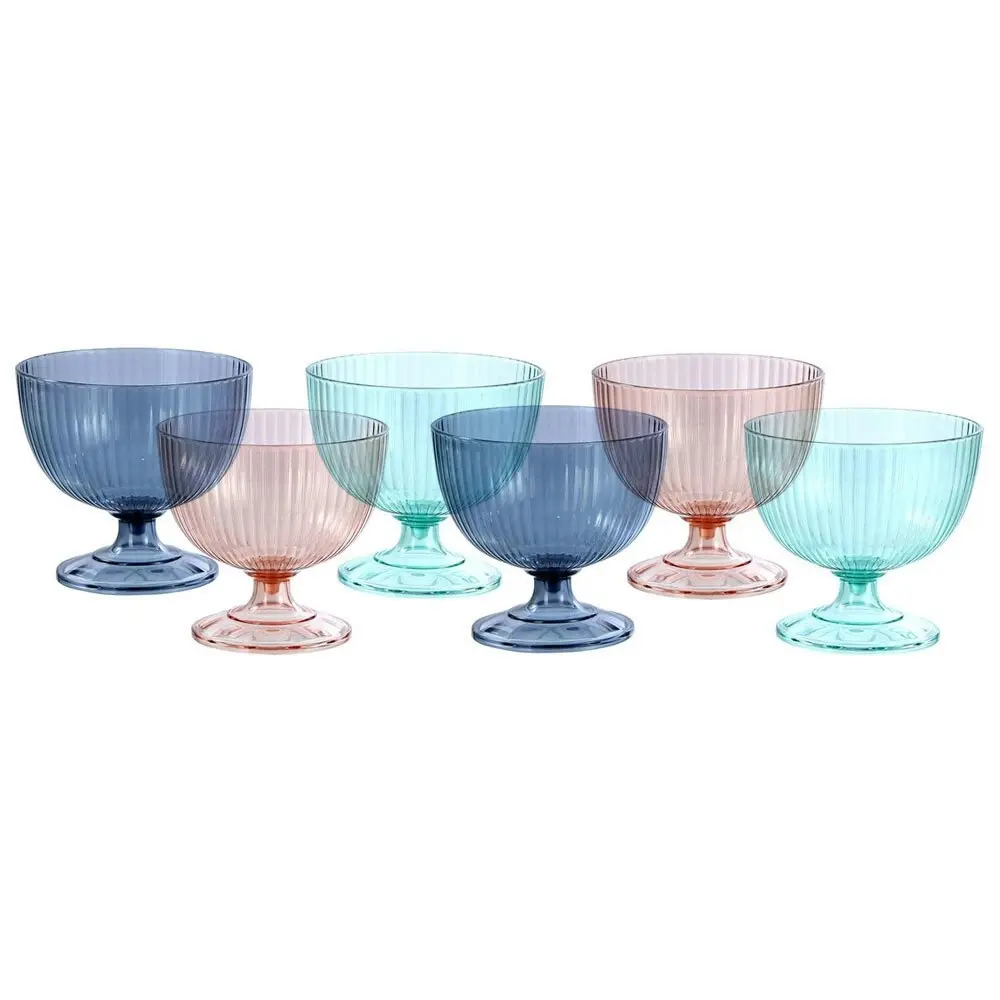 6x Lemon & Lime Palm Deco 450ml Dessert/Ice Cream Cup Outdoor Tableware Assorted - Hobbies