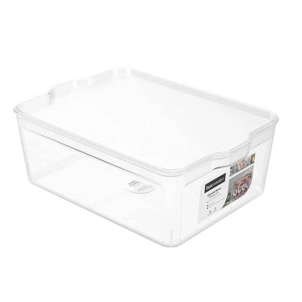 Boxsweden Crystal Reno 37.5x13.5cm Storage Box Container w/ Clear Lid Medium - Home & Garden