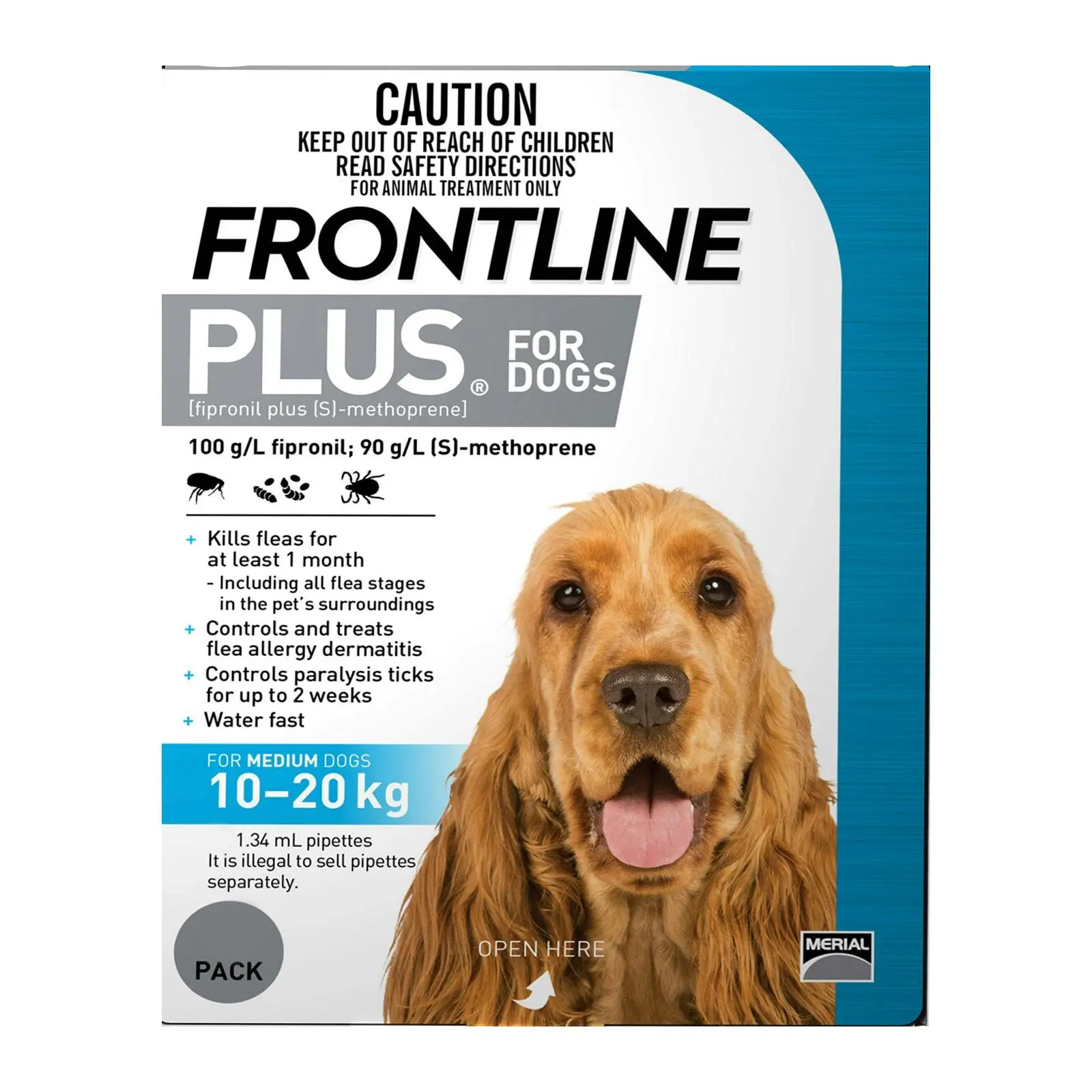 Frontline Plus For Medium Dogs 10 To 20Kg (Blue) 3 Pipettes - Pets