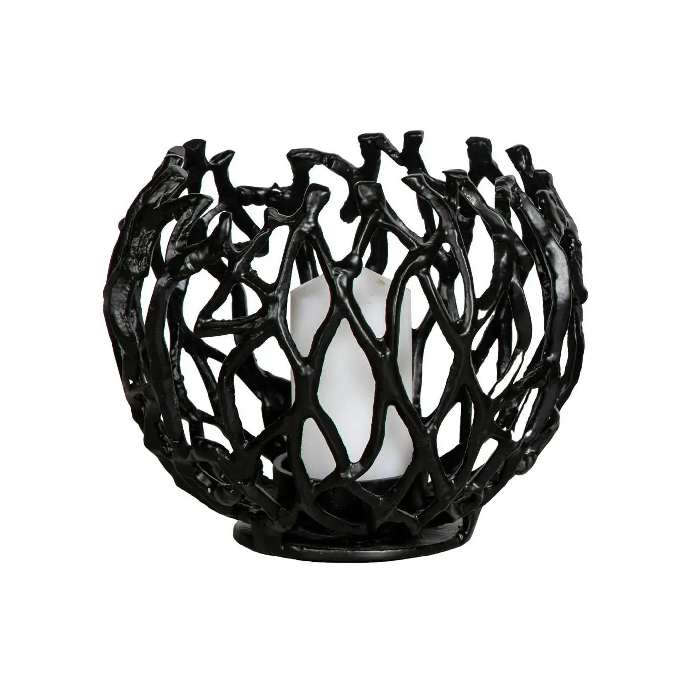 SSH Collection Jali 21cm Wide Tea Light Candle Holder - Antique Black