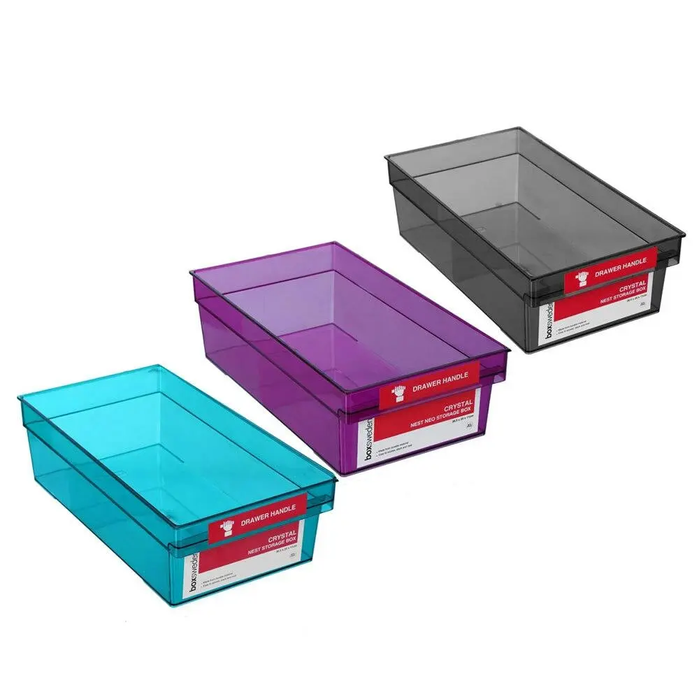 3x Boxsweden Crystal Nest Neo Storage Box 36.5x20cm Organiser Container Assort. - Home & Garden