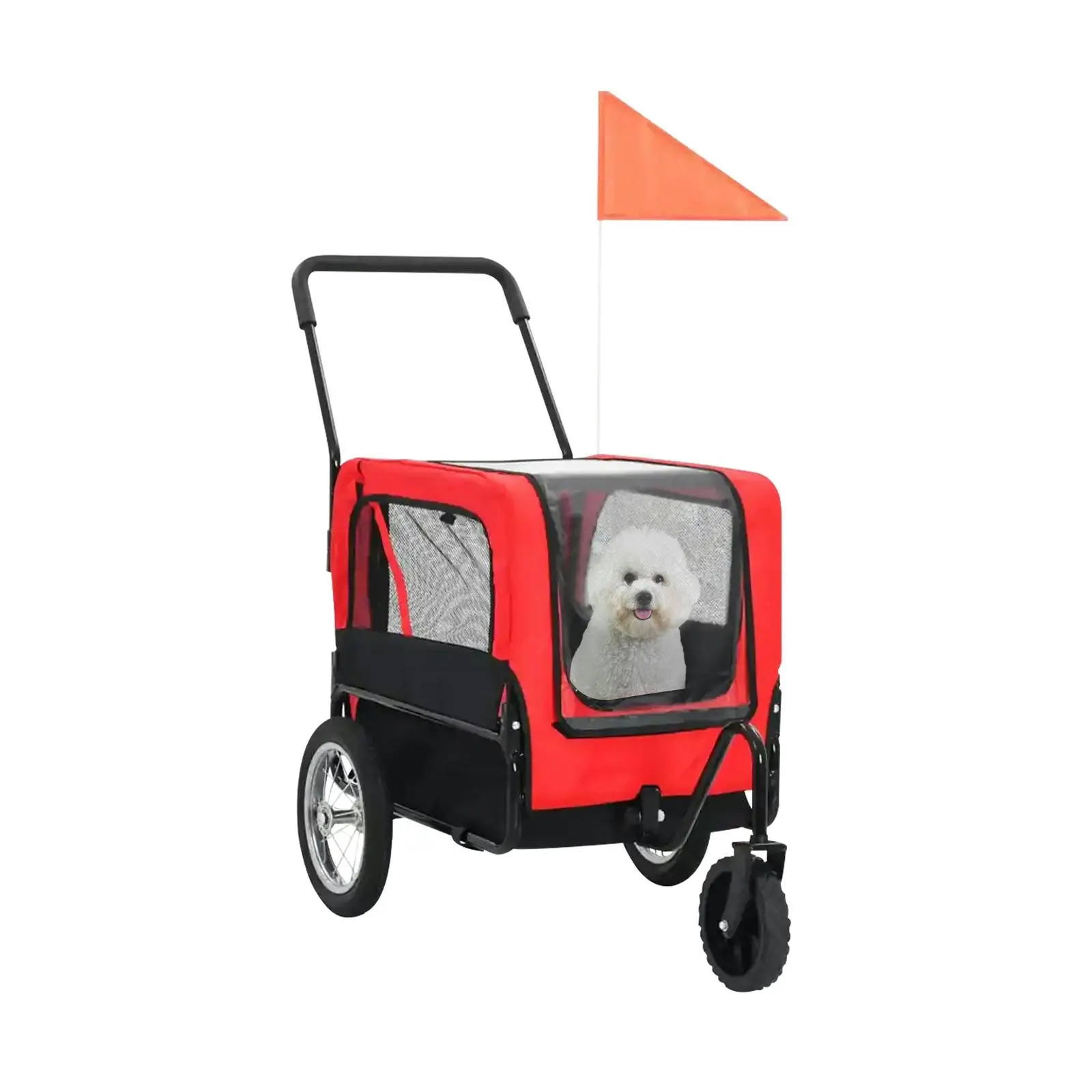 2 In 1 Pet Stroller Bicycle Trailer Pram Pet Jogger Dog Cat Size Small to Medium - Pets