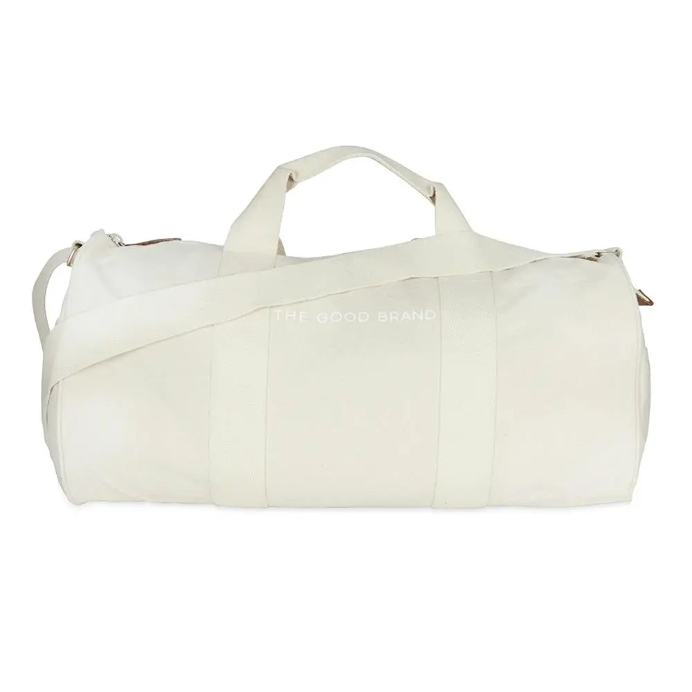 The Good Brand Recycled Cotton Duffle Hand Carry Shoulder Bag w/ Straps Ecru - Fashion