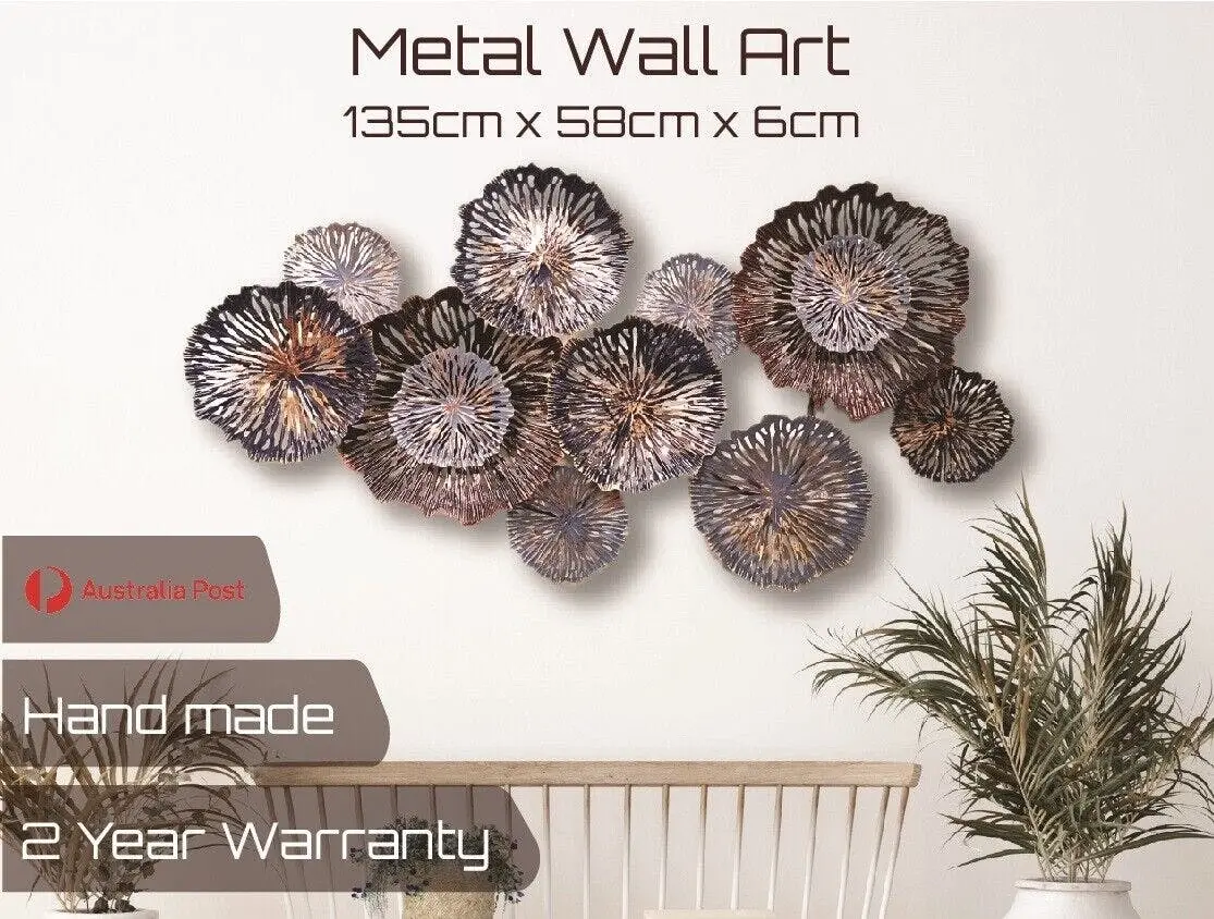 Fin 139 Cm Huge Metal Wall Art Circles Hanging Sculpture Home Decor - Home & Garden