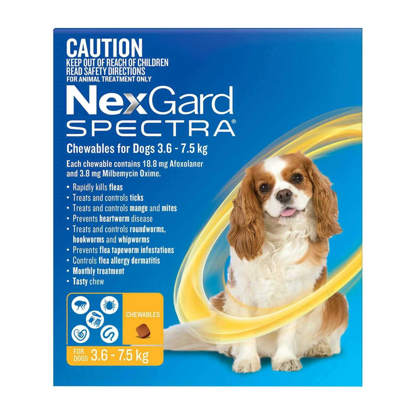 Nexgard Spectra for Small Dogs 3.6 to 7.5 Kg (Yellow) 6 Chews - Best Sellers From $10