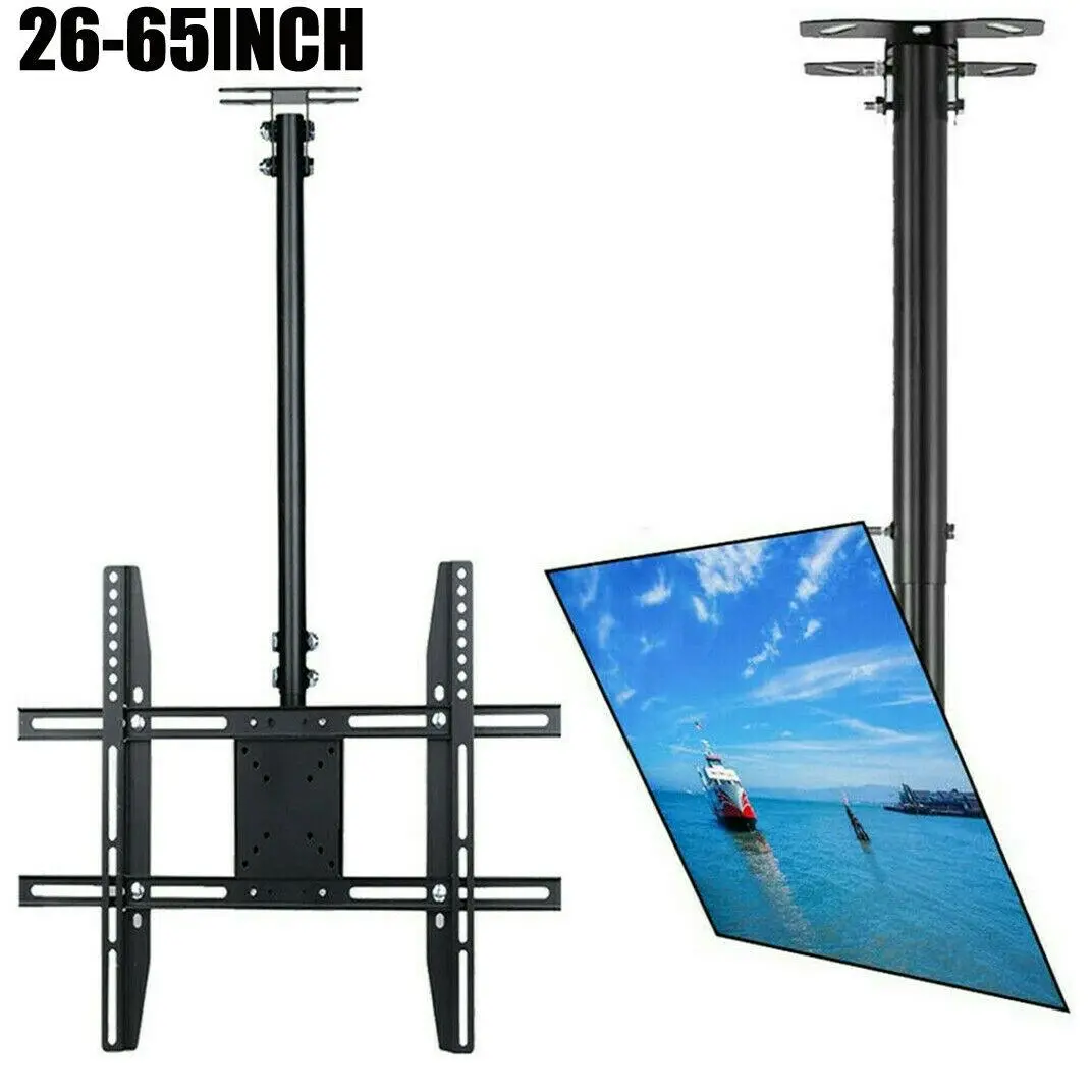 Heavy-duty, tilting, swiveling TV ceiling mount for 27-65 inch screens.