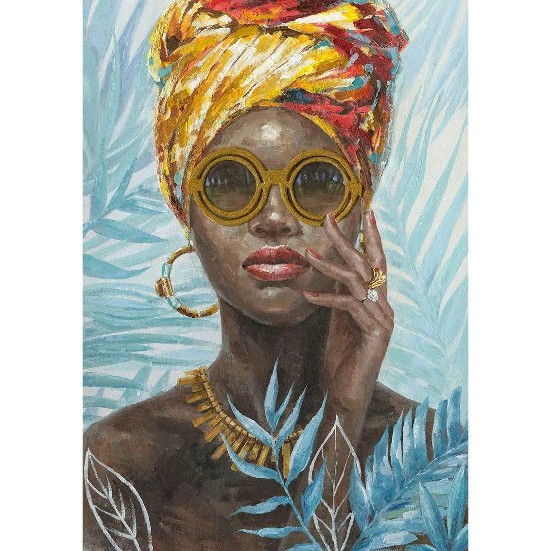 African Lady with Sunglasses Canvas Print - Home & Garden