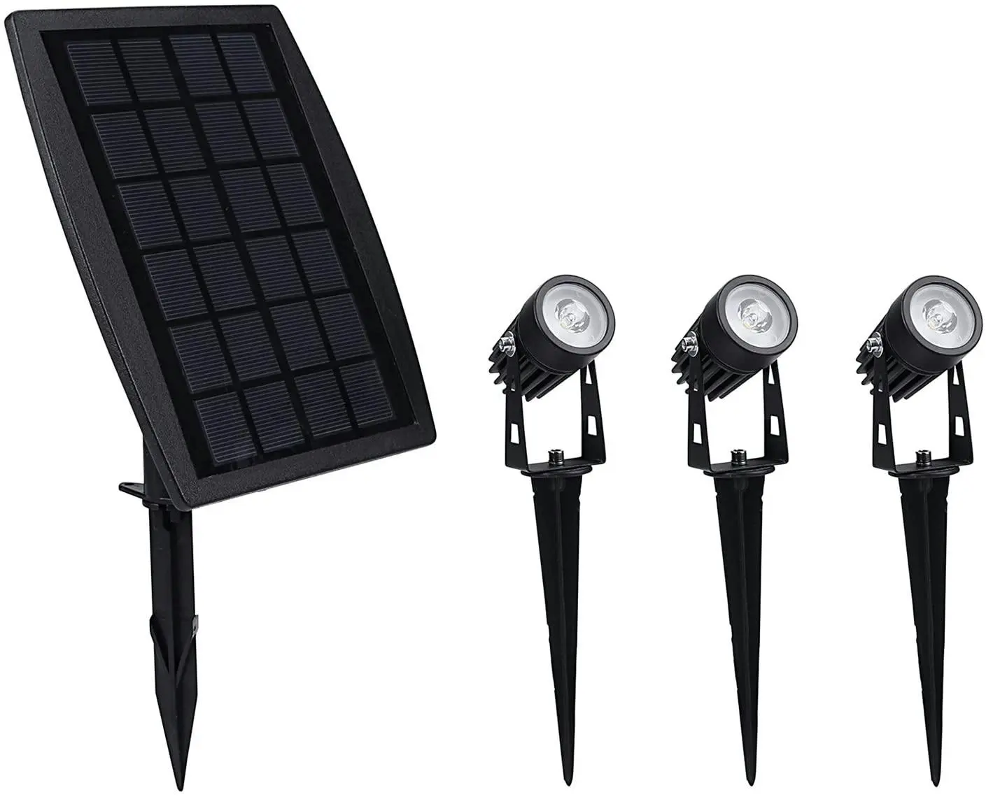3 x LED Spotlights Powered Solar Garden Lights Outdoor Waterproof (Warm White) - Home & Garden
