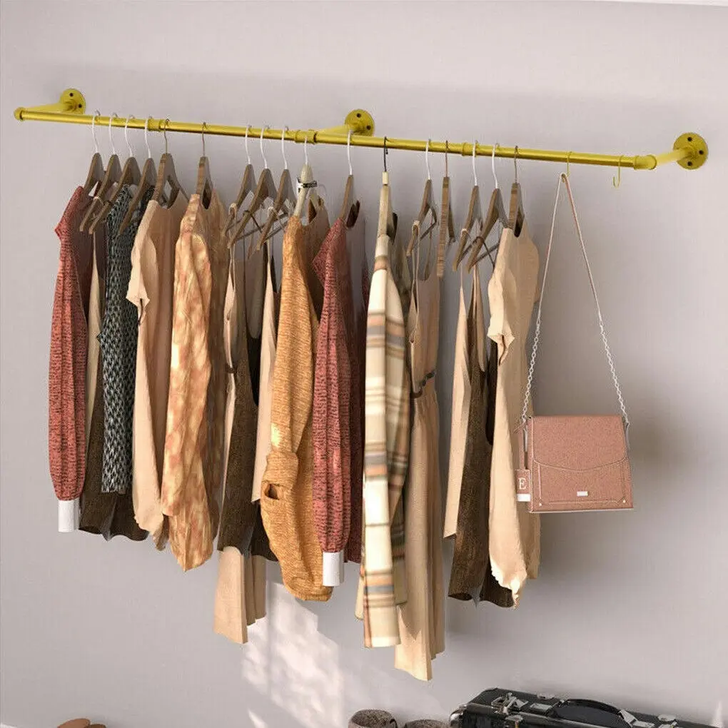 Fin 180Cm Long Adjustable Industrial Pipe Clothes Rail Wall Hanging Garment Bar Rack - Home & Garden