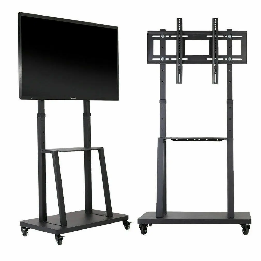 Heavy-duty mobile TV stand for 32"-80" screens, 176lb load capacity.
