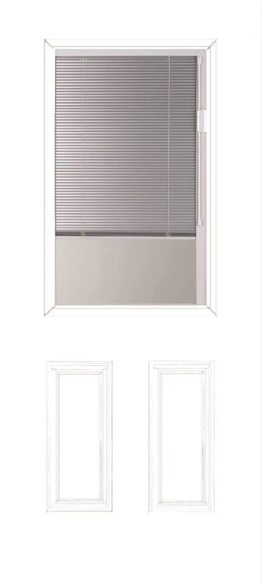 32 in x 80 in, Halfview, Mini Blind, 2 Panels, Smooth, Fiberglass, Primed, Exterior Prehung Door, Left Hand, Satin Nickle Hinges - McCOY'S
