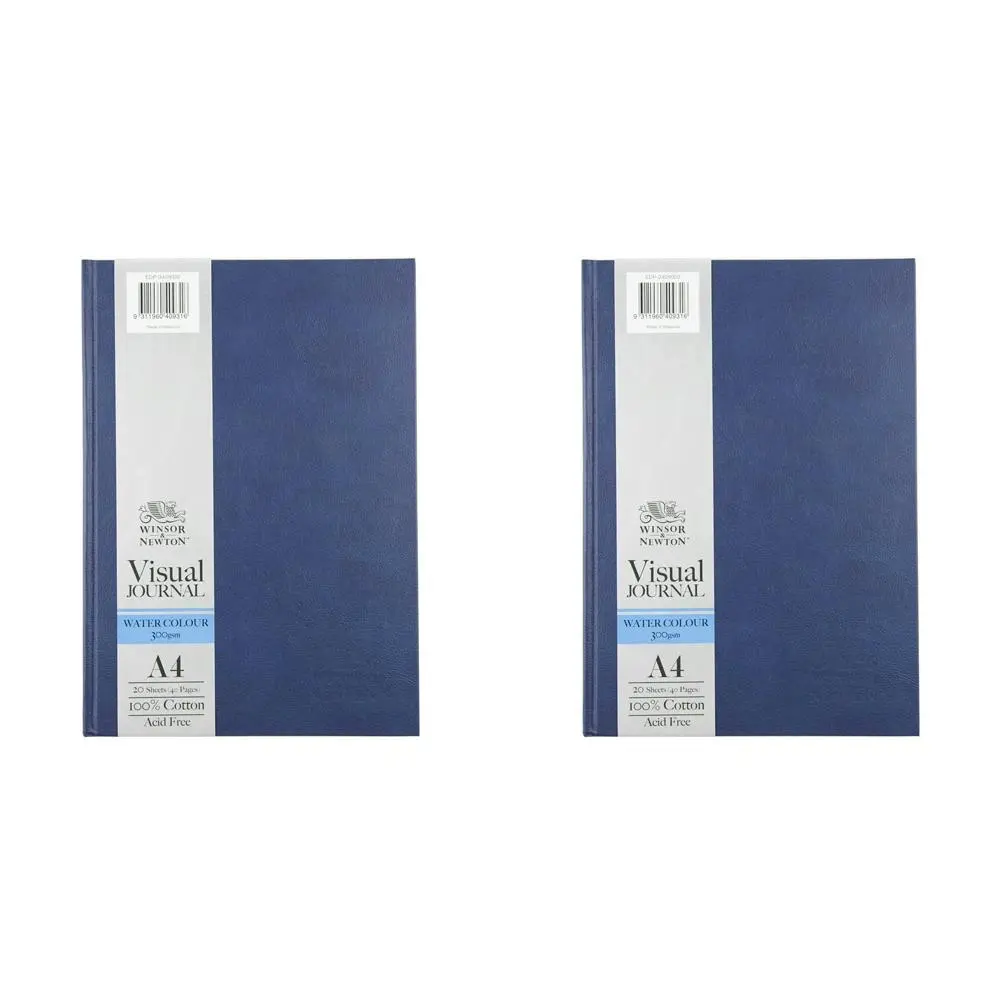 2x Winsor And Newton Hardbound Water Colour Visual Journal 300gsm A4 64-Pages