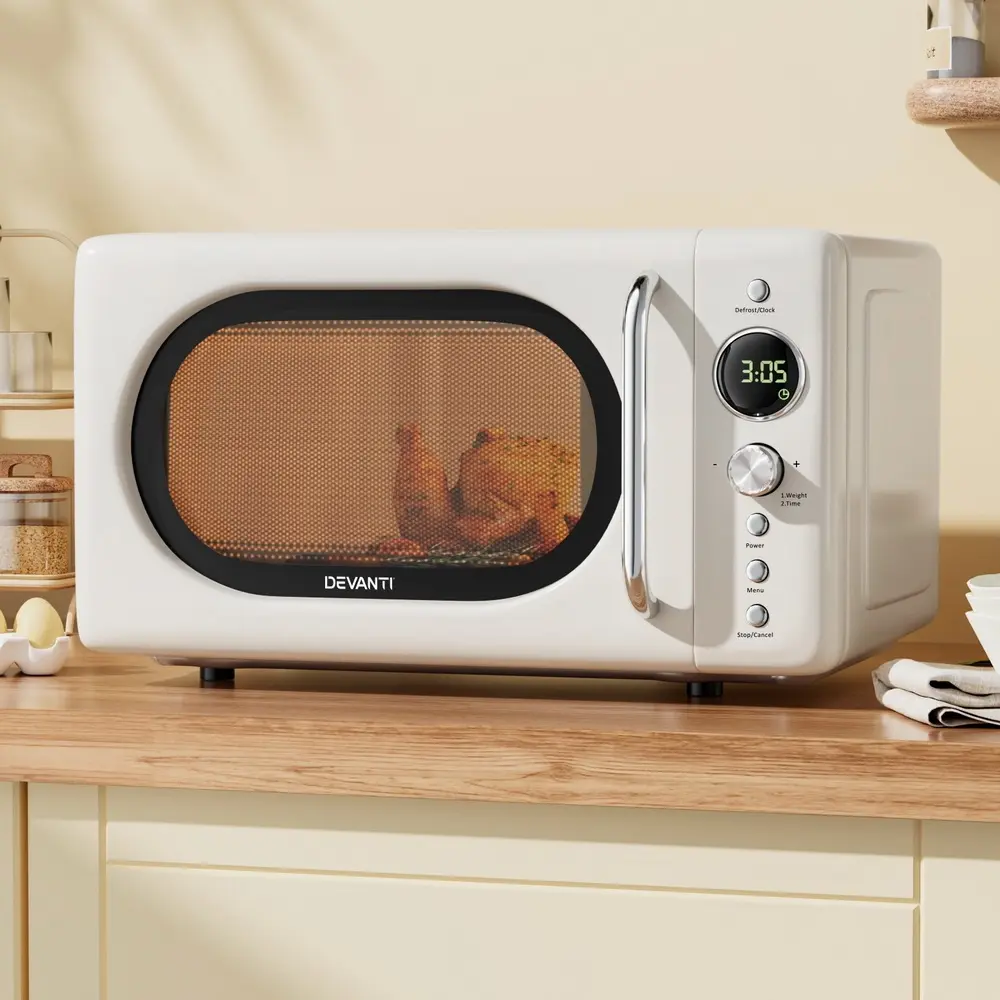 Devanti 20L Microwave Oven 700W Cream - Home & Garden