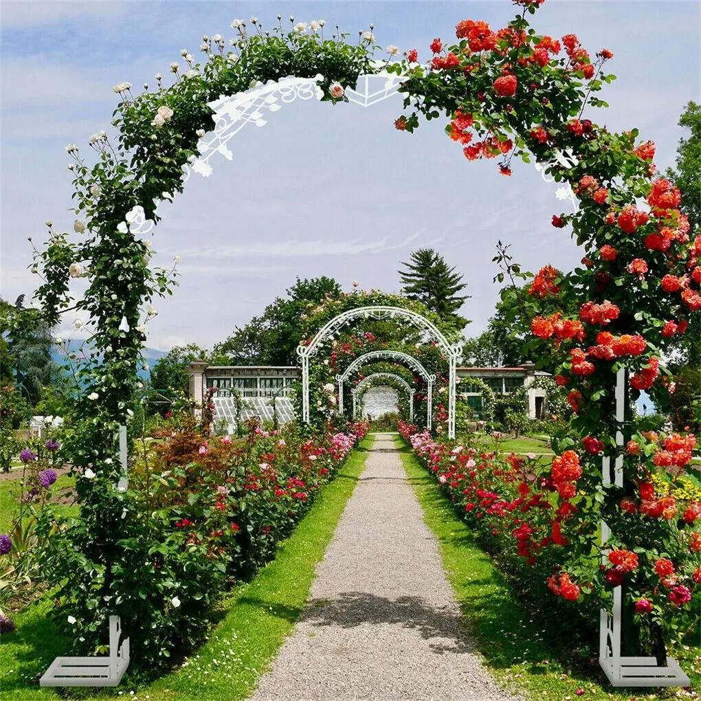 Fin Extra Sturdy Garden Arch Metal Pergola Rust-Proof Arbor Trellis Rose Archway Au