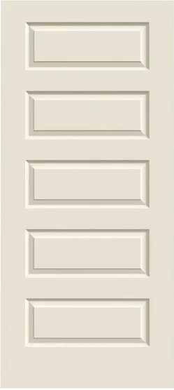 36 in x 80 in, Rockport, Primed, 5 Panel, Unfinished, MDF, Solid Core, Interior Prehung Door, Right Hand, Satin Nickle Spring Hinges, 20 Minute Fire Rated - McCOY'S