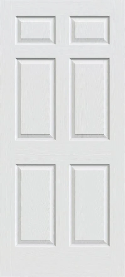 24 in x 80 in, 6 Panel, Primed , Textured, Hollow Core, Interior Prehung Door, Left Hand, Black Hinges - McCOY'S